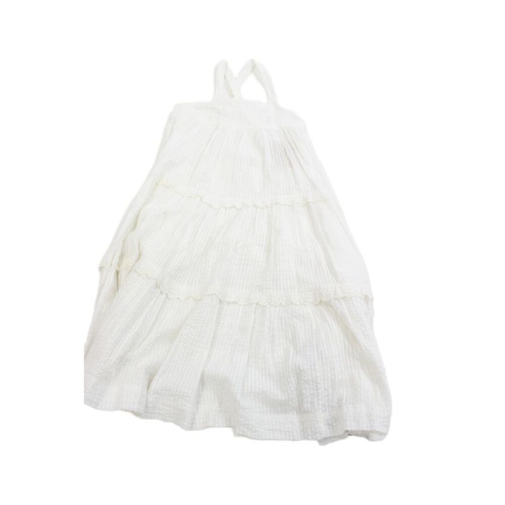 Bonpoint Childrens Girls Striped Sleeveless Sun Dress White Cotton Size 8